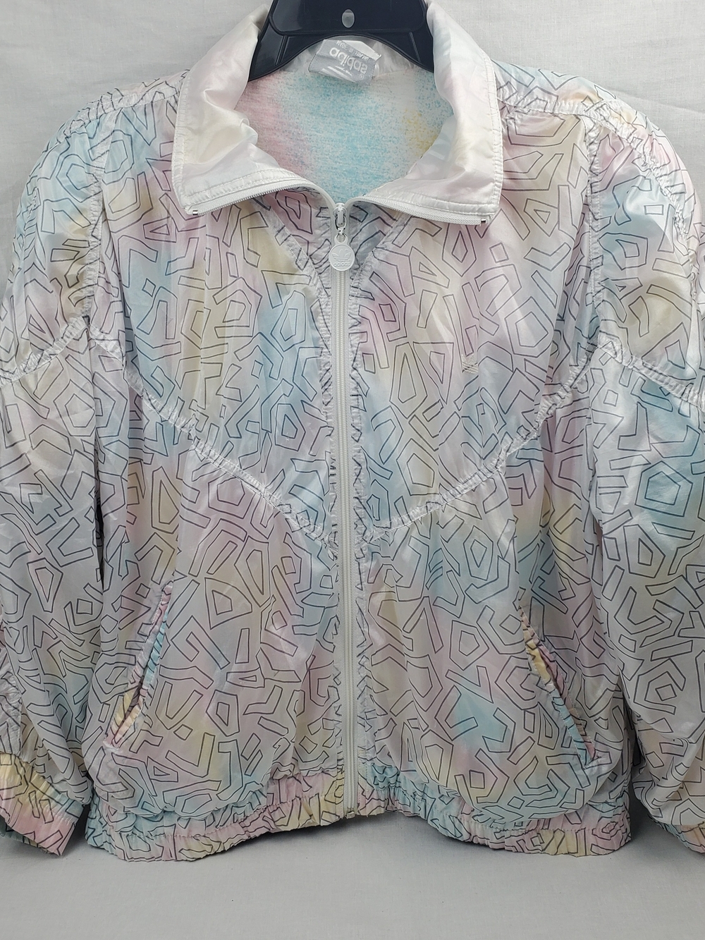 Vintage 90s Adidas Pastel Abstract Trefoil Windbreaker Women's Large Full-Zip